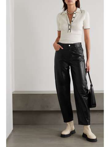 WANDLER Chamomile cropped leather tapered pants