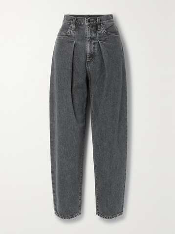 GOLDSIGN The Pleat Curve high-rise tapered jeans