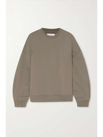 CAES + NET SUSTAIN pleated organic cotton-jersey sweatshirt