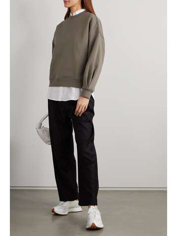 CAES + NET SUSTAIN pleated organic cotton-jersey sweatshirt