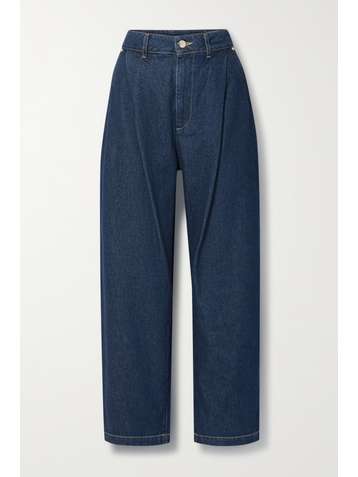 GOLDSIGN Jarvis pleated high-rise tapered jeans