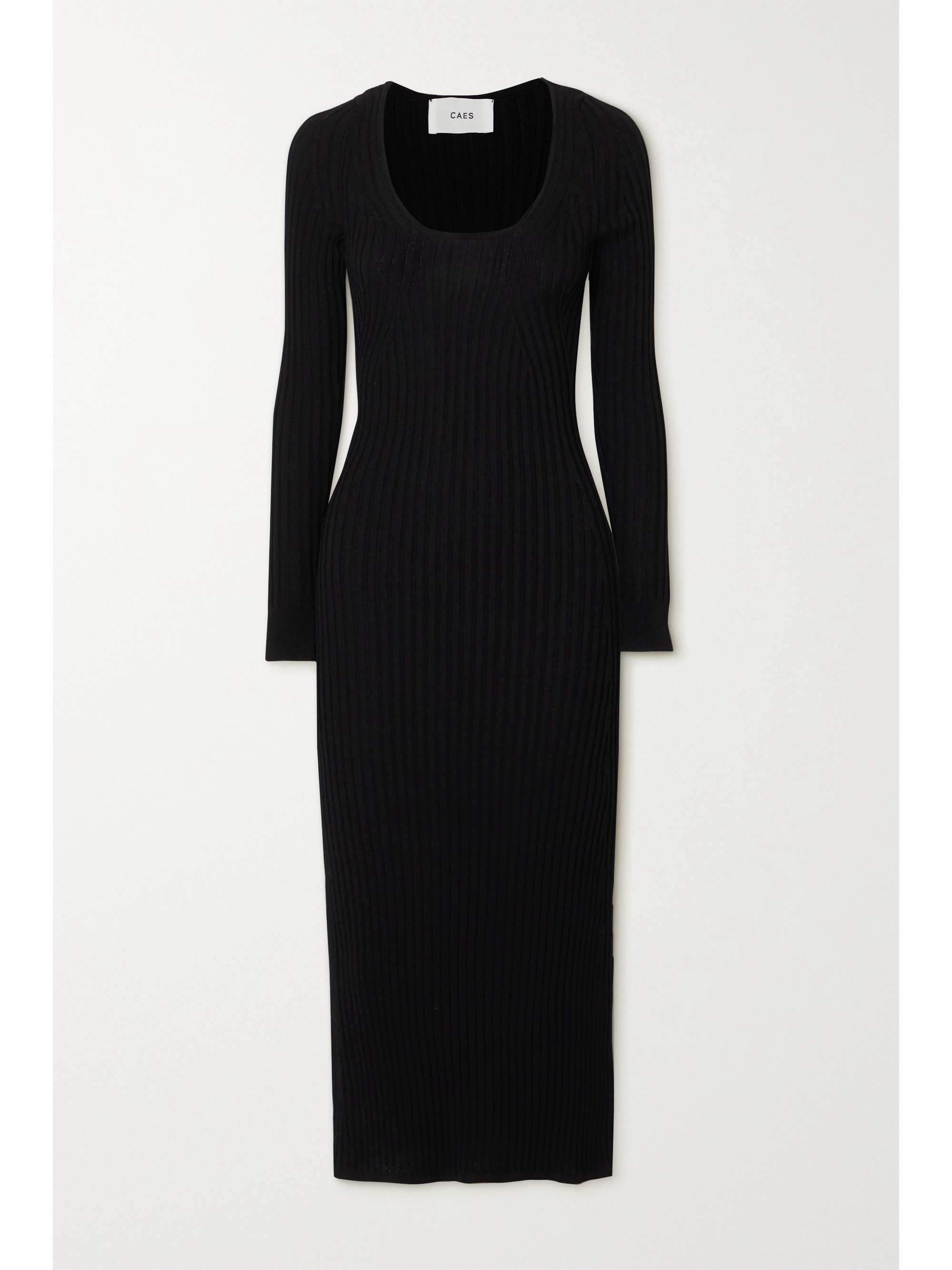 Black Ribbed-knit midi dress | CAES 