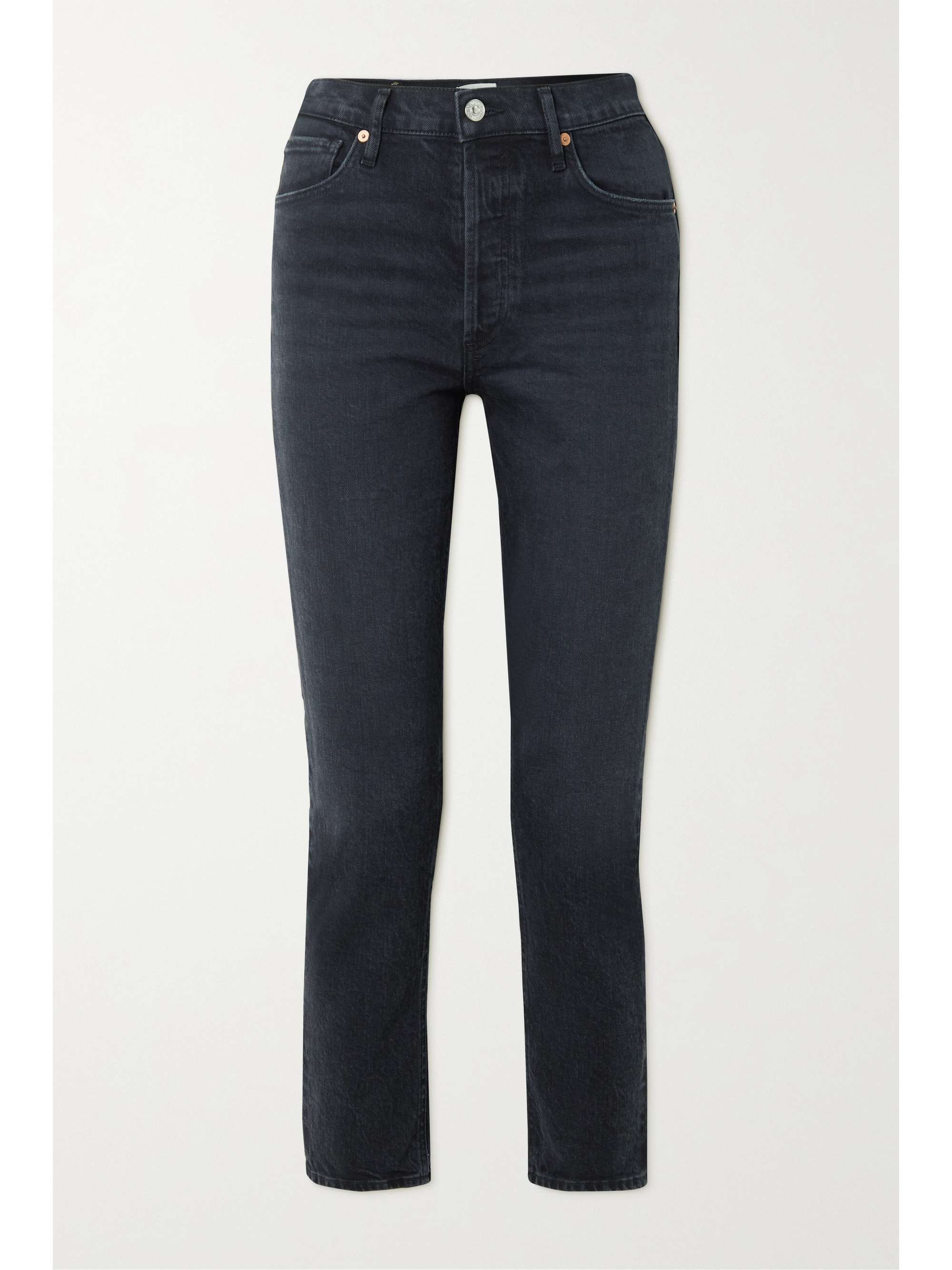 Black Charlotte high-rise straight-leg 