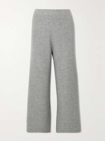 ALLUDE Cropped ribbed wool and cashmere-blend wide-leg pants