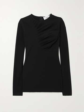 CAES Pleated cotton-blend jersey top