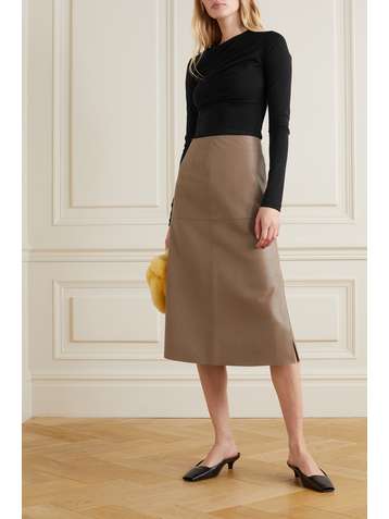 CAES Pleated cotton-blend jersey top