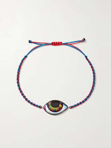 LITO Tu Es Partout Armband aus Makrameegarn mit Detail aus 14 Karat Gold und Emaille