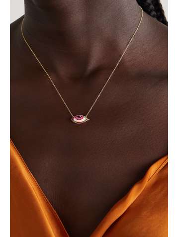 LITO Petite Pink Kette aus 14 Karat Gold und Roségold mit mehreren Steinen