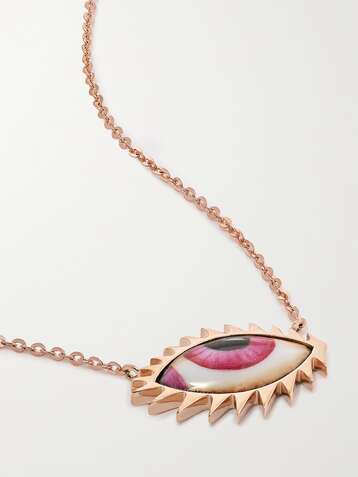 LITO Apollo 13 Petite Pink Kette aus 14 Karat Roségold mit Emaille