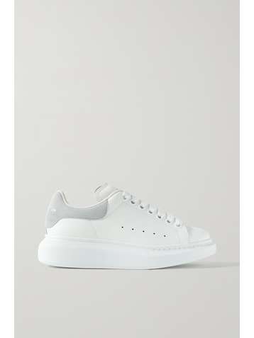 ALEXANDER MCQUEEN Suede-trimmed leather exaggerated-sole sneakers