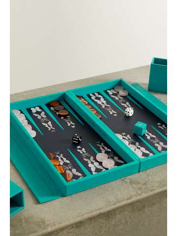 ALEXANDRA LLEWELLYN Travel textured-leather backgammon set