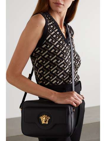 VERSACE Medusa Schultertasche aus strukturiertem Leder mit Verzierung