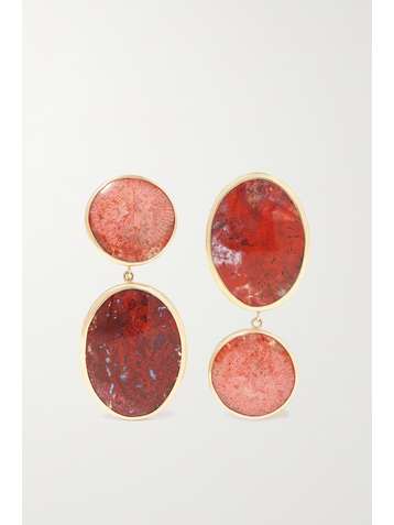 MELISSA JOY MANNING + NET SUSTAIN 14-karat gold and sterling silver, coral and jasper earrings