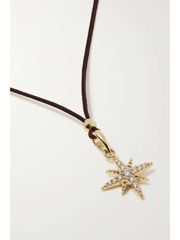 MIZUKI 14-karat gold, cord and diamond necklace