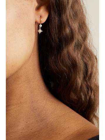 MIZUKI 14-karat gold, pearl and diamond earrings