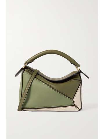 LOEWE Puzzle mini Schultertasche aus strukturiertem Leder in Colour-Block-Optik