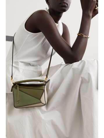 LOEWE Puzzle mini Schultertasche aus strukturiertem Leder in Colour-Block-Optik