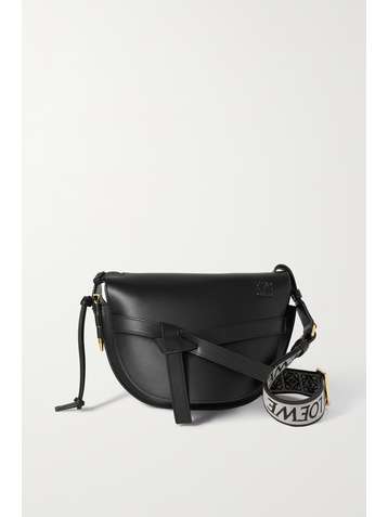 LOEWE Gate kleine Schultertasche aus Leder mit Besatz aus Canvas mit Jacquard-Muster