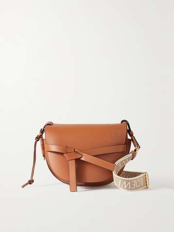 LOEWE Gate kleine Schultertasche aus Leder mit Besatz aus Canvas mit Jacquard-Muster