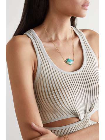 JIA JIA Gold-tone, turquoise and diamond necklace