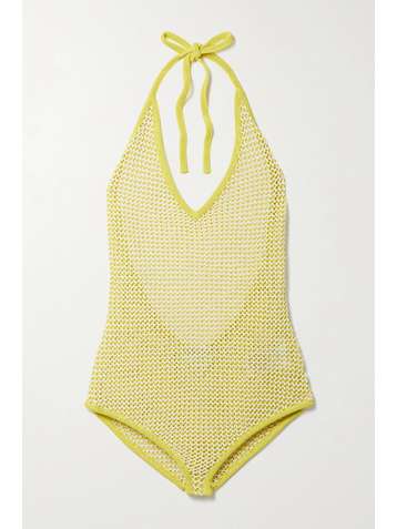 BOTTEGA VENETA Crocheted cotton-blend halterneck bodysuit