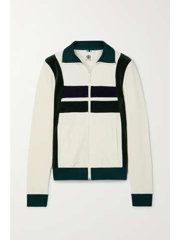 TORY SPORT Trainingsjacke aus Velours aus einer Baumwollmischung in Colour-Block-Optik