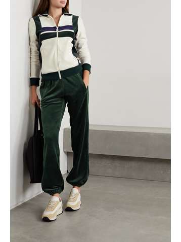 TORY SPORT Trainingsjacke aus Velours aus einer Baumwollmischung in Colour-Block-Optik