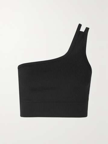 YEAR OF OURS Sport-BH aus geripptem Stretch-Jersey mit asymmetrischer Schulterpartie