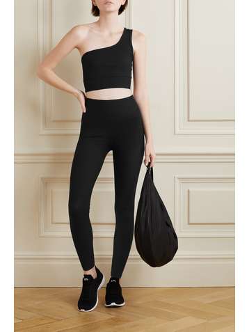 YEAR OF OURS Sport-BH aus geripptem Stretch-Jersey mit asymmetrischer Schulterpartie