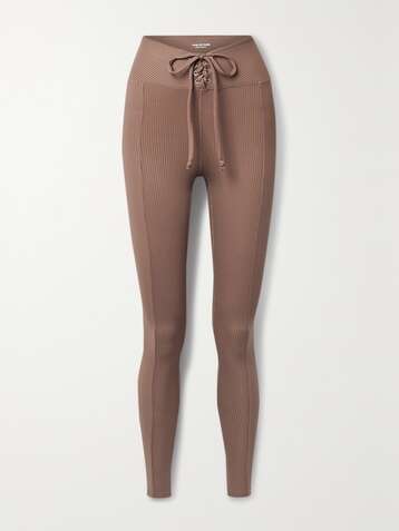 YEAR OF OURS Leggings aus geripptem Stretch-Jersey mit Schnürung