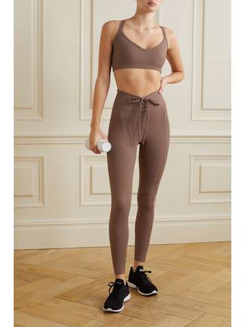 YEAR OF OURS Leggings aus geripptem Stretch-Jersey mit Schnürung