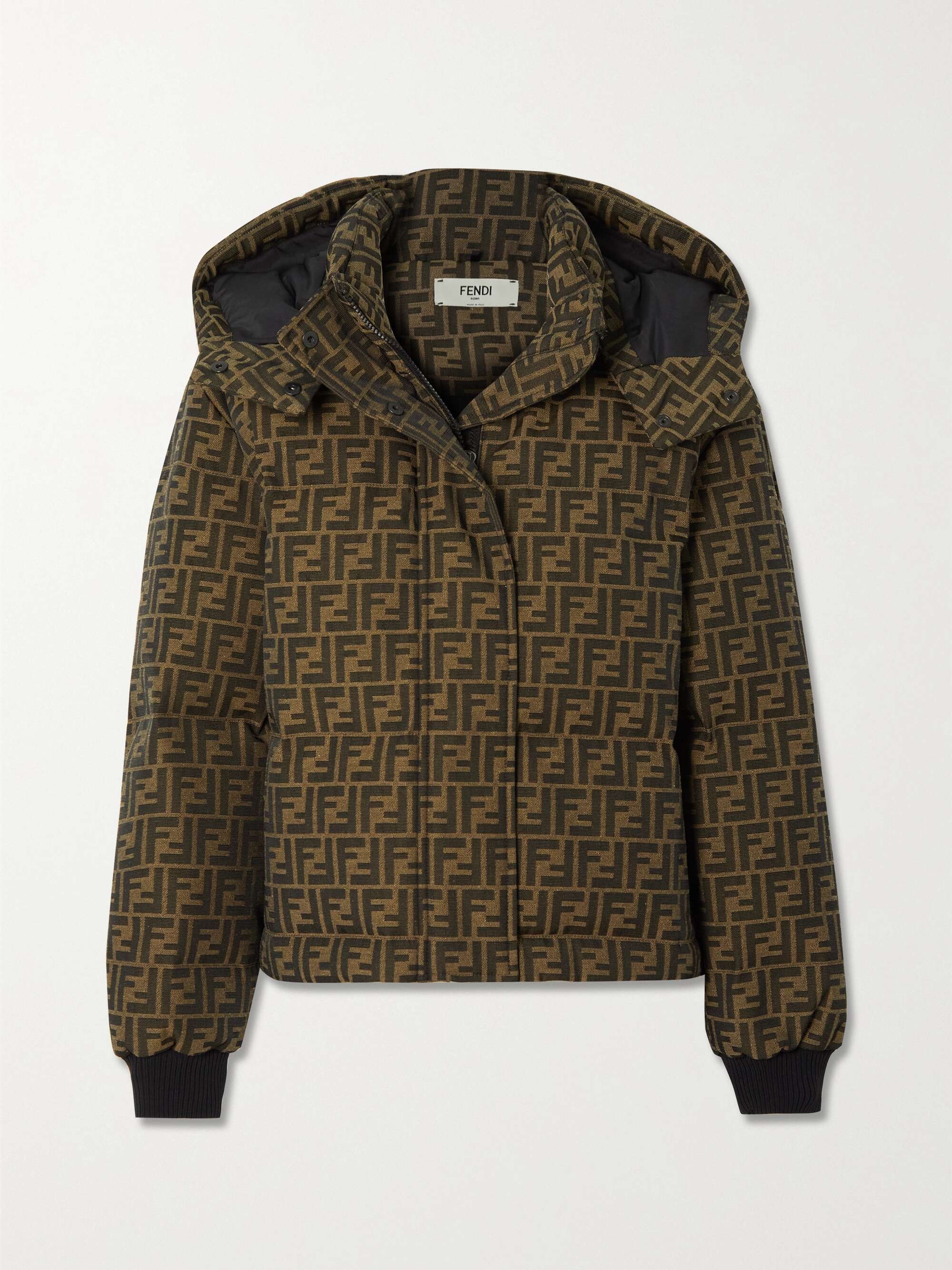 FENDI Hooded coated canvas-jacquard ski jacket