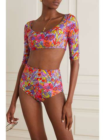 LA DOUBLEJ Surf floral-print bikini briefs
