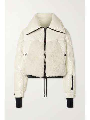 MONCLER GRENOBLE Laffrey cropped shearling and quilted down ski jacket