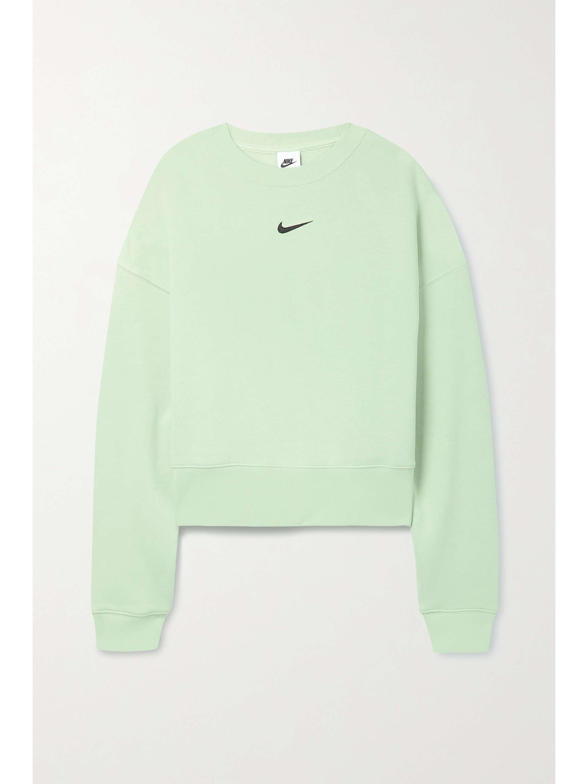 nike mini swoosh oversized cropped sweatshirt in green