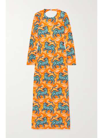 LA DOUBLEJ Swank open-back printed jersey midi dress