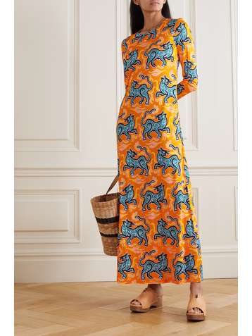 LA DOUBLEJ Swank open-back printed jersey midi dress
