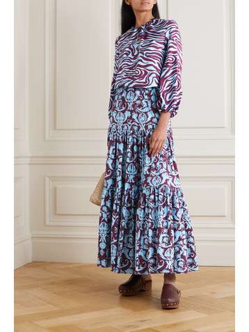 LA DOUBLEJ Charming zebra-print silk-twill blouse