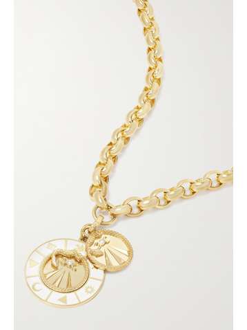 FOUNDRAE Mind Body Soul and Wholeness 18-karat gold, enamel and diamond necklace