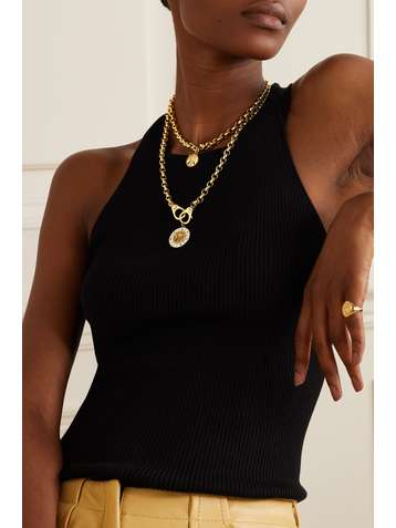 FOUNDRAE Mind Body Soul and Wholeness 18-karat gold, enamel and diamond necklace