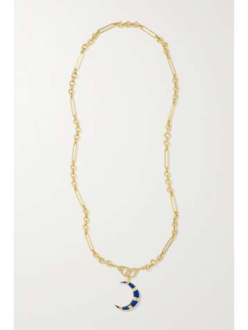 FOUNDRAE Large Crescent 18-karat gold enamel necklace