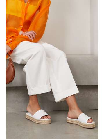 PORTE & PAIRE Linen espadrille slides