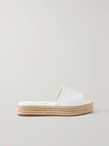 PORTE & PAIRE Linen espadrille slides