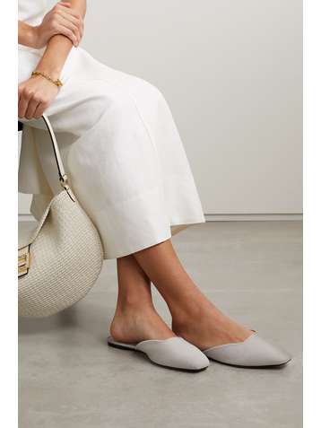 PORTE & PAIRE + NET SUSTAIN Slippers aus Veloursleder