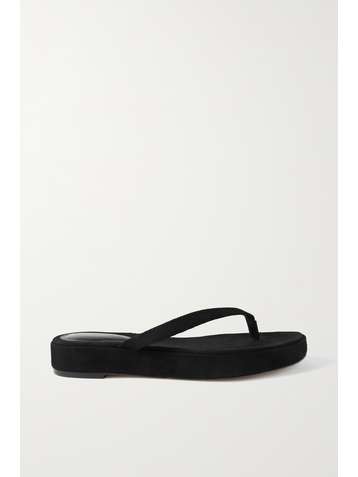 PORTE & PAIRE Tongs plates-formes en daim