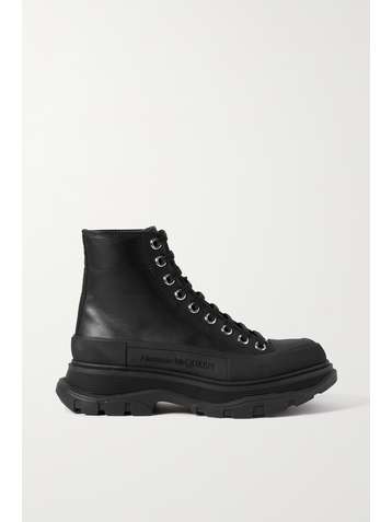 ALEXANDER MCQUEEN Leather and rubber exaggerated-sole ankle boots