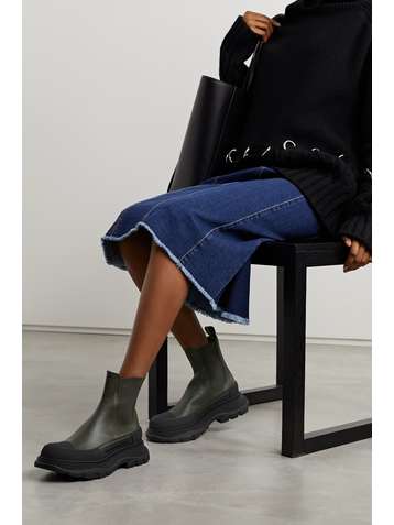ALEXANDER MCQUEEN Leather exaggerated-sole Chelsea boots