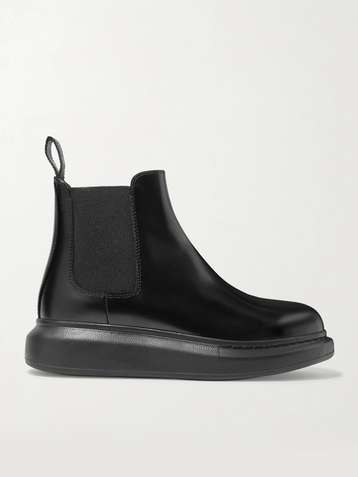 ALEXANDER MCQUEEN Glossed-leather exaggerated-sole Chelsea boots