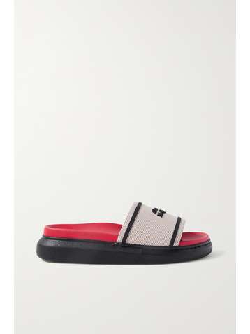 ALEXANDER MCQUEEN Logo-appliquéd rubber-trimmed cotton-canvas slides