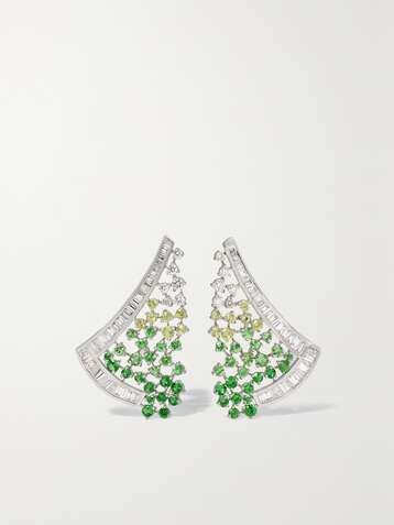 ANANYA Scatter 18-karat white gold multi-stone earrings